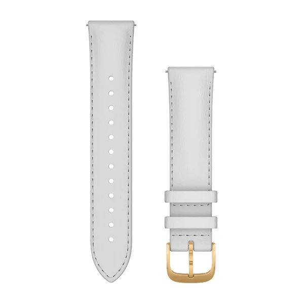 Produktbild von Garmin Leder Schnellwechsel Armband 20mm, weiß (010-12924-28) für Approach S12/S40/S42, D2 Air, Forerunner 245/645, Venu/Sq, vivoactive 3, vivomove /HR/Luxe/Style/ 3