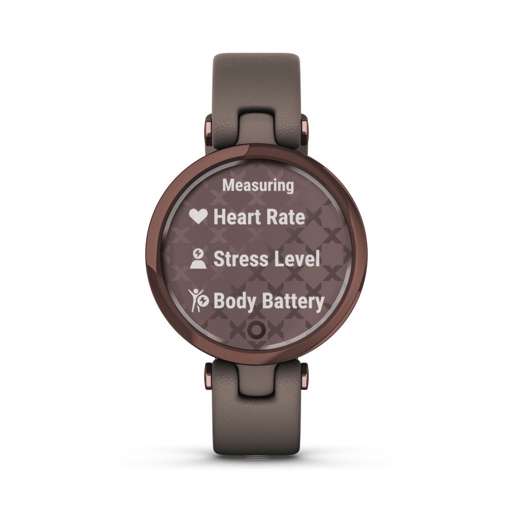 Produktbild von Garmin Lily Classic, taupe/mokka - feminine Smartwatch mit hellbraunem Lederarmband