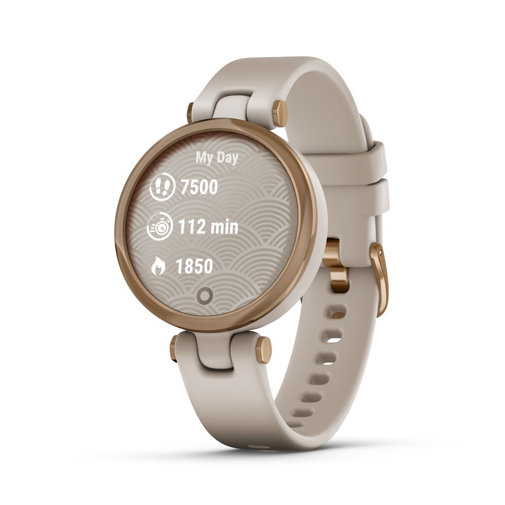 Produktbild von Garmin Lily Sport, achatgrau/rosegold - feminine Smartwatch mit grauem Silikonarmband