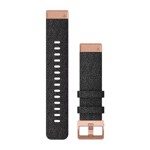 Garmin QuickFit 20 Nylonarmband, schwarz mit rosegoldener Schnalle (010-12874-00) für Garmin fenix 6S Pro