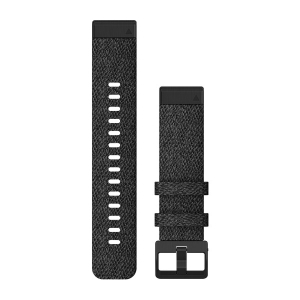 Garmin QuickFit 20 Nylonarmband, schwarz mit schiefergrauer Schnalle (010-12875-00) für Garmin fenix 6S Pro