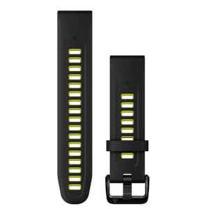 Garmin QuickFit 20 Silikon Armband, schwarz/gelb (010-13279-03) für Garmin Instinct 2S Solar Surf Edition