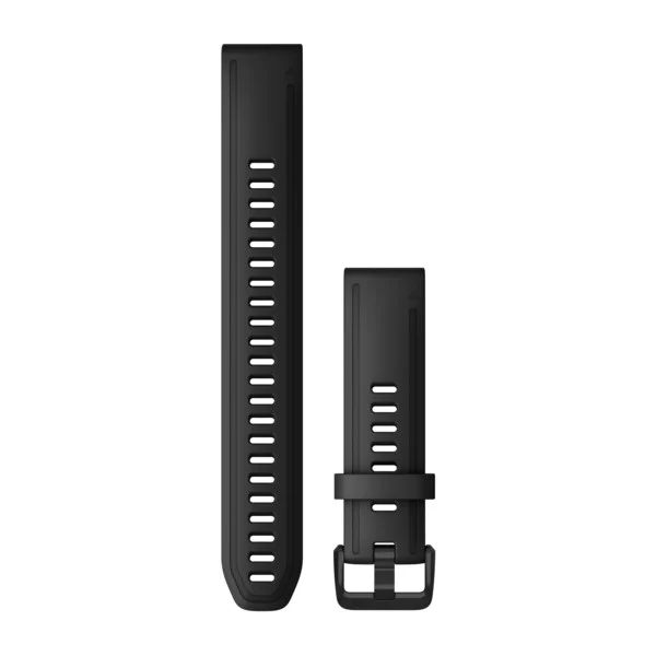 Produktbild von Garmin QuickFit 20 Silikonarmband, schwarz mit Edelstahl-Teile in schwarz (010-12942-00) für Garmin D2 Delta S, fenix 5S/5S Plus/6S Pro Sapphire/6S Pro Solar/fenix 6S/fenix 6S Solar