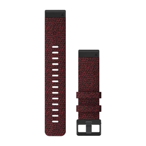 Garmin QuickFit 22 Nylonarmband, rot-schwarz mit schiefergrauer Schnalle (010-12863-06) für Garmin Forerunner 945 LTE