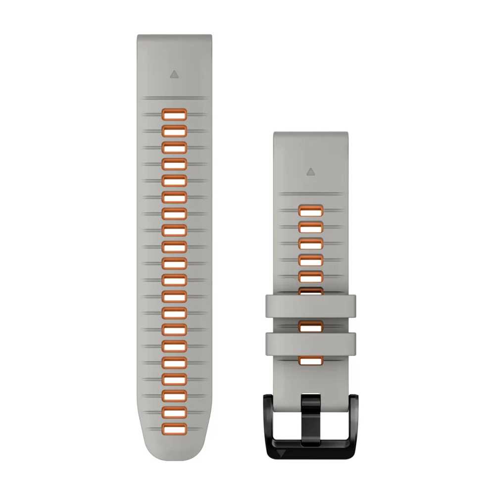 Produktbild von Garmin QuickFit 22 Silikon Armband, grau/orange (010-13280-02) für ausgewählte Garmin Approach, fenix, Forerunner, Instinct, MARQ , quatix... Modelle