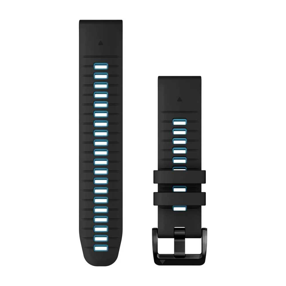Produktbild von Garmin QuickFit 22 Silikon Armband, schwarz/blau (010-13280-05) für ausgewählte Garmin Approach, fenix, Forerunner, Instinct, MARQ , quatix... Modelle