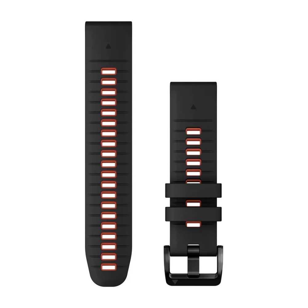 Produktbild von Garmin QuickFit 22 Silikon Armband, schwarz/rot (010-13280-06) für ausgewählte Garmin Approach, fenix, Forerunner, Instinct, MARQ , quatix... Modelle
