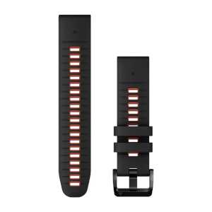 Garmin QuickFit 22 Silikon Armband, schwarz/rot (010-13280-06) für Garmin fenix 7 Sapphire Solar