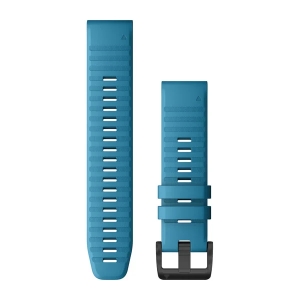 Garmin QuickFit 22 Silikonarmband, lichtblau mit Edelstahl-Teile in schwarz (010-12863-20) für Garmin fenix 6 Solar