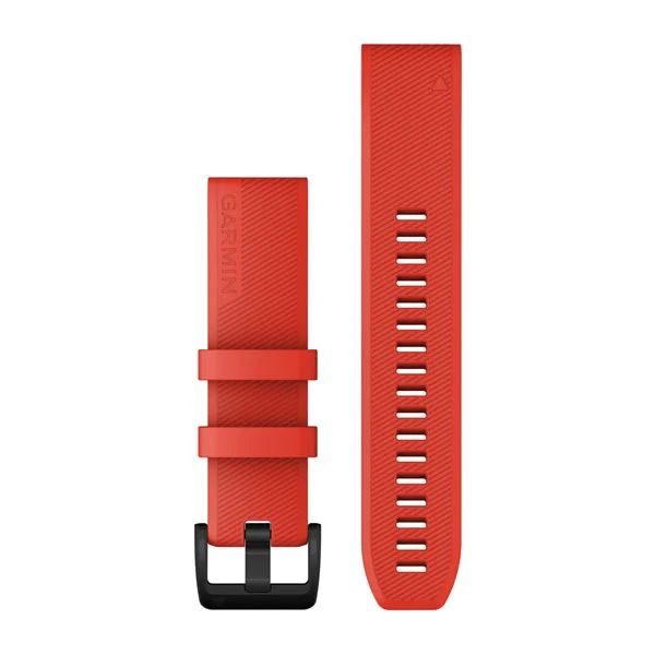 Produktbild von Garmin QuickFit 22 Silikonarmband, rot mit schwarzer Schnalle (010-12901-02)