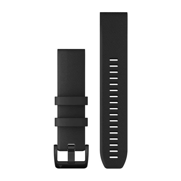 Produktbild von Garmin QuickFit 22 Silikonarmband, schwarz mit schwarzer Schnalle (010-12901-00)