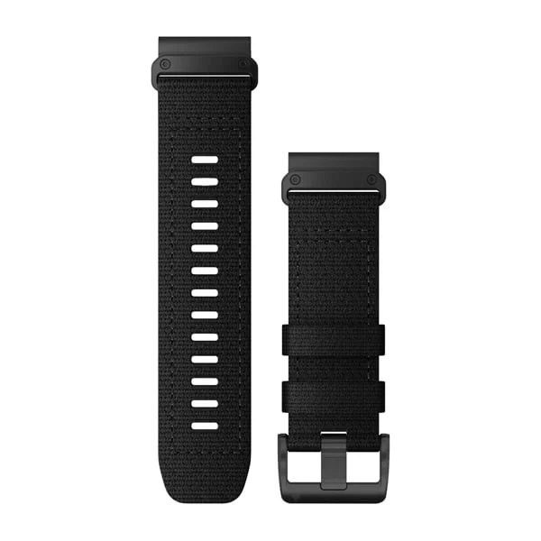 Produktbild von Garmin QuickFit 26 Nylon Armband, schwarz mit Edelstahl-Teile in schwarz (010-13010-00) für Garmin fenix 6X, 5X