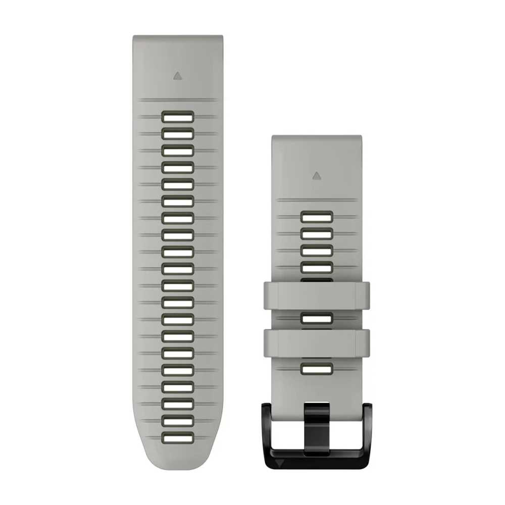 Produktbild von Garmin QuickFit 26 Silikon Armband, grau/moosgrün (010-13281-08) für kompatible Garmin fenix, Instinct, quatix, tactix... Modelle