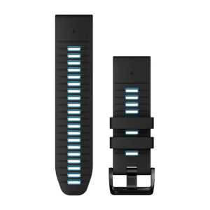 Garmin QuickFit 26 Silikon Armband, schwarz/blau (010-13281-05) für Garmin fenix 6X Pro Solar