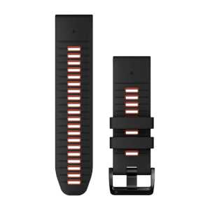 Garmin QuickFit 26 Silikon Armband, schwarz/rot (010-13281-06) für Garmin fenix 7X Solar