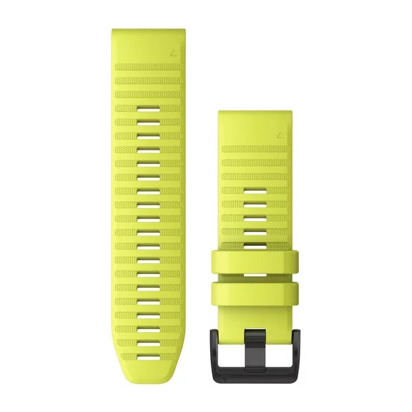 Produktbild von Garmin QuickFit 26 Silikonarmband, gelb mit schiefergrauer Schnalle (010-12864-04) für Garmin fenix 6X, 5X