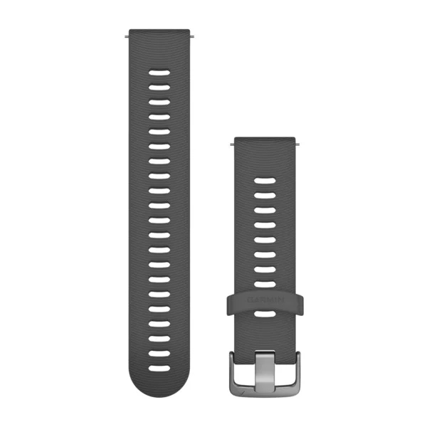 Produktbild von Garmin Silikon Schnellwechsel Armband 20mm, grau mit Edelstahl Schließe (010-11251-1N) für Garmin Approach S12/S40/S42, D2 Air, Forerunner 245/645, Venu/Sq, vivoactive 3, vivomove /HR/Luxe/Style/ 3