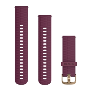 Garmin Silikon Schnellwechsel Armband 20mm, kirschrot mit goldener Schließe (010-12691-05) für Garmin vivoactive 3