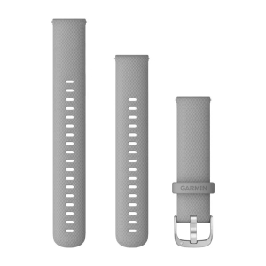 Garmin Schnellwechsel Silikonarmband 18mm, grau mit silbener Schnalle (010-12932-00) für Garmin Forerunner 265s