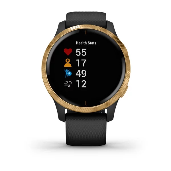 Produktbild von Garmin Venu, schwarz / gold - GPS Smartwatch mit brillantem Display für einen aktiven Lebensstil