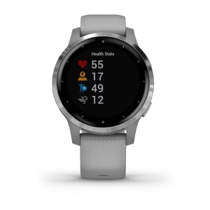 Garmin vivoactive 4s, silber mit grauem Armband - GPS Fitness Smartwatch mit effizientem Chroma Touchdisplay
