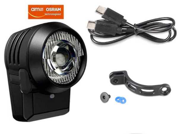 Lupine SL Mono Fahrradlampe mit 700 Lumen Abblendlicht, integrierter 12Wh Akku, GoPro Adapter, Ladekabel USB-C auf USB-C