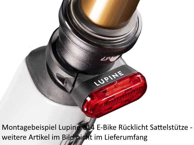 Lupine C14 SP E-Bike R�cklicht mit Bremslicht, Sattelst�tze f�r E-Bikes mit Shimano Motor (offenen Litzen)