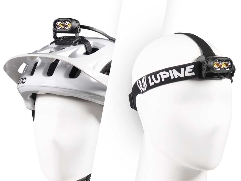 Produktbild von Lupine Piko All-in-One Helm- und Stirnlampe (Stirnband: schwarz) mit 2100 Lumen, 3.5 Ah SmartCore Akku + Bluetooth Fernbedienung