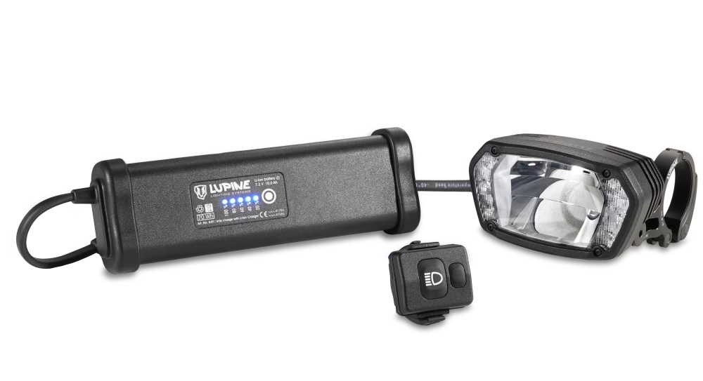 Produktbild von Lupine SL AX 10 Fahrradlampe mit 2200 Lumen Fernlicht, Lenkerhalter 25.4mm, 10.0 Ah SmartCore Akku + Bluetooth Fernbedienung