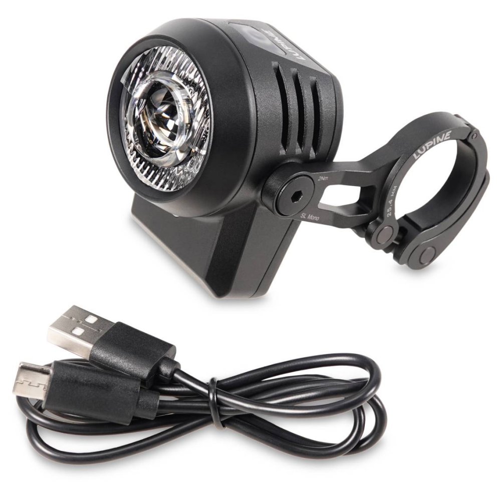 Produktbild von Lupine SL Mono, StVZO LED Fahrradlampe, Lenkerhalter 31,8mm, 700 Lumen, integrierter USB-C Akku