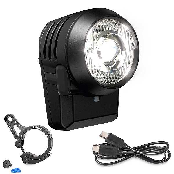 Lupine SL Mono Fahrradlampen Set - SL Mono Frontlicht (700 Lumen), 31.8mm Halter, USB-C Ladekabel