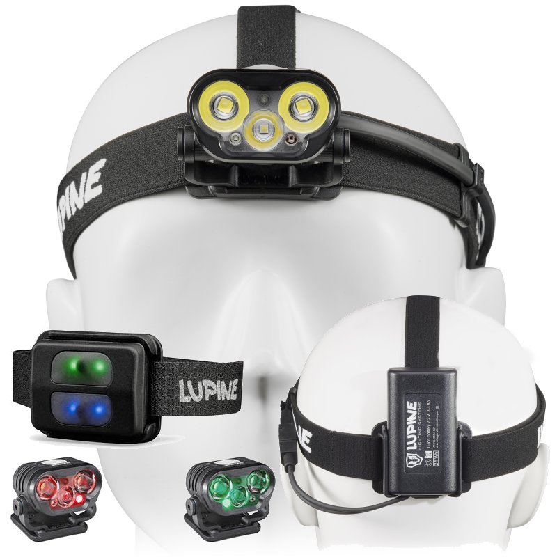 Produktbild von Lupine Blika RX 4, schwarz - LED Stirnlampe, 2400 Lumen, Bluetooth Fernbedienung, Rotlicht, Grünlicht, 3.5 Ah HardCase FastClick Akku