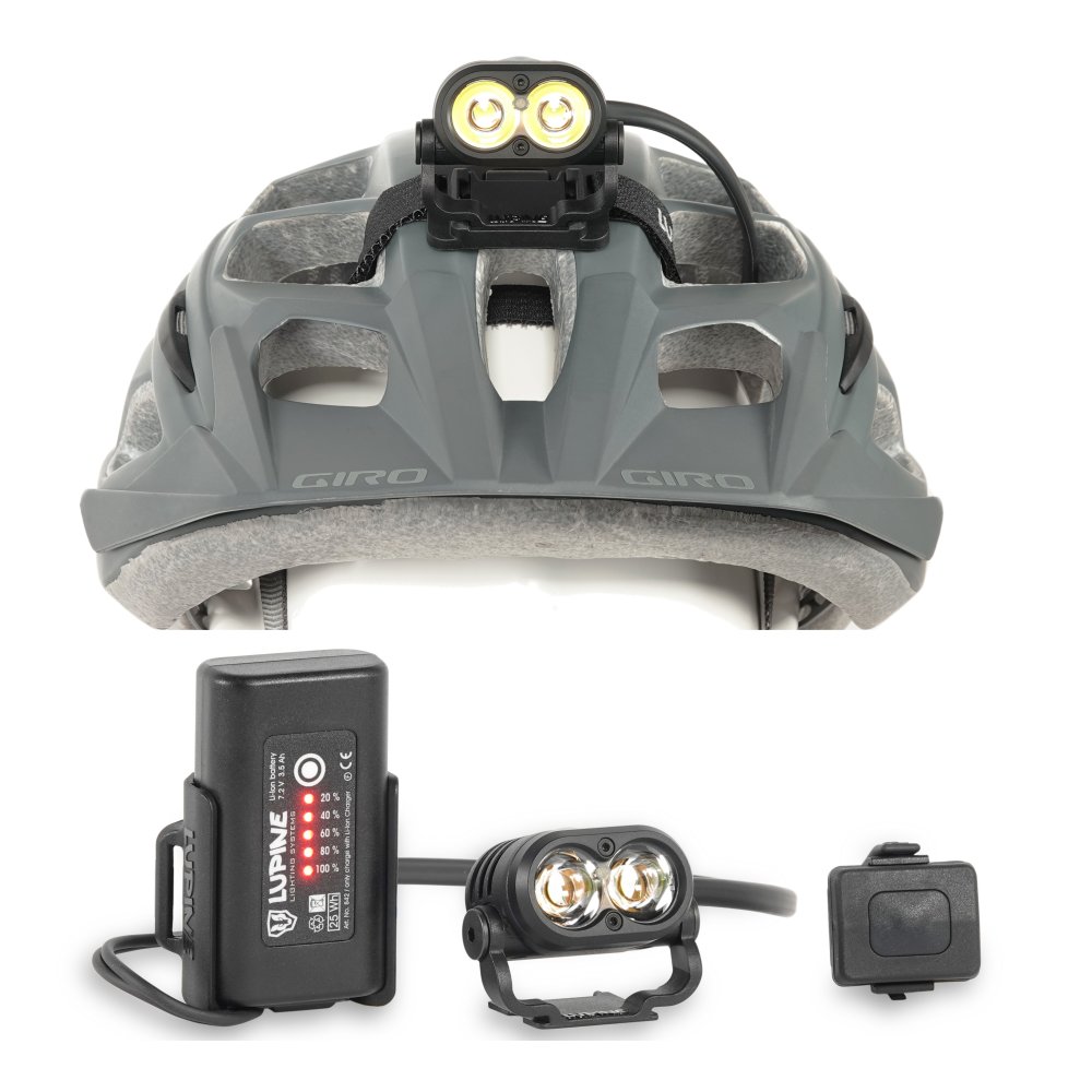 Produktbild von Lupine Piko R4 SC 2100 Lumen, schwarz, LED Helmlampe, Bluetooth Fernbedienung, 3.5 Ah SmartCore FastClick Akku