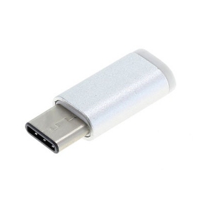OTB Adapter microUSB Buchse auf USB Type C (USB-C) Stecker, silber
