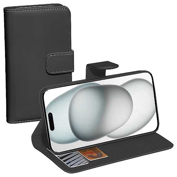 PEDEA Book Cover, schwarz f�r Apple iPhone 15