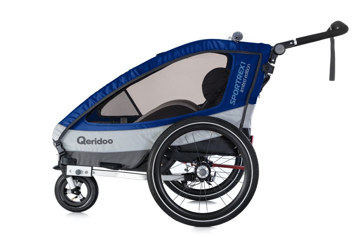 Qeridoo Sportrex1 2018 Limited Q3-18-LB blau - Kinderfahrradanhänger mit  Federung, Feststellbremse und Buggyrad mit Jogger-Funktion | PDA Max