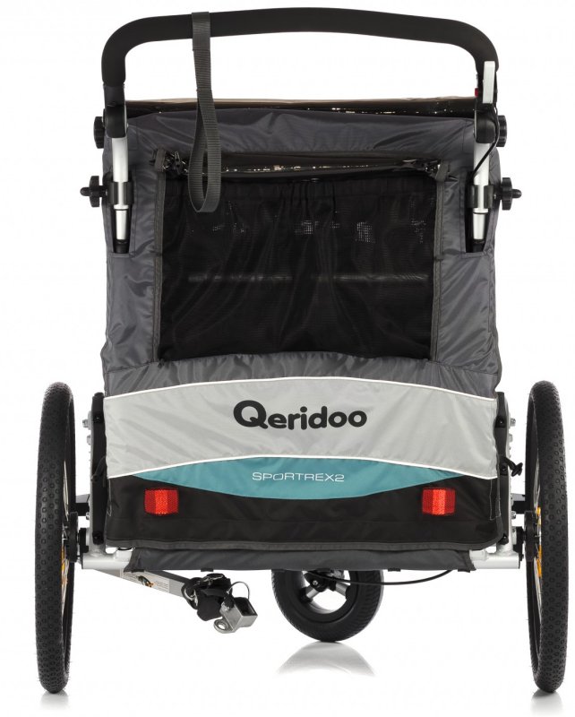 Qeridoo Sportrex2 2017 anthrazit - Kinderfahrradanhänger mit Federung,  Feststellbremse und Buggyrad mit Jogger-Funktion | PDA Max