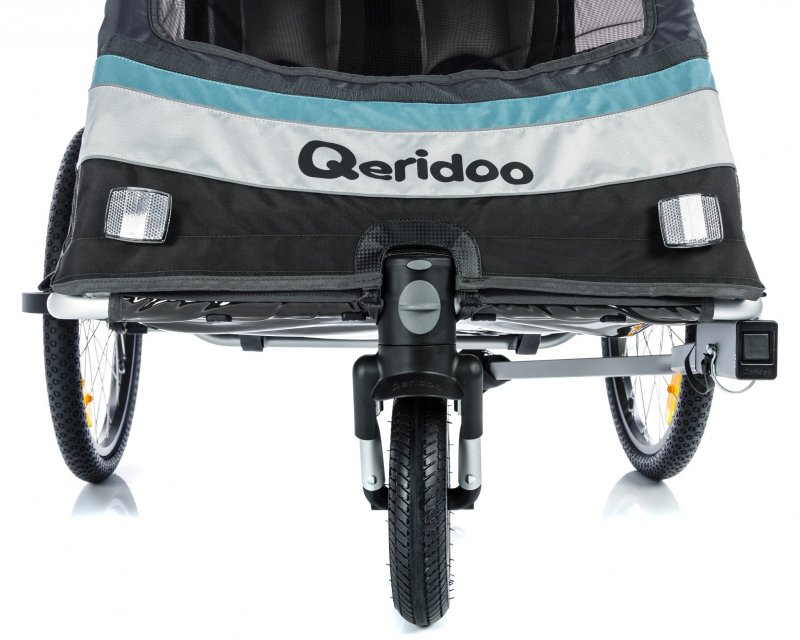 Qeridoo Sportrex2 2017 anthrazit - Kinderfahrradanhänger mit Federung,  Feststellbremse und Buggyrad mit Jogger-Funktion | PDA Max