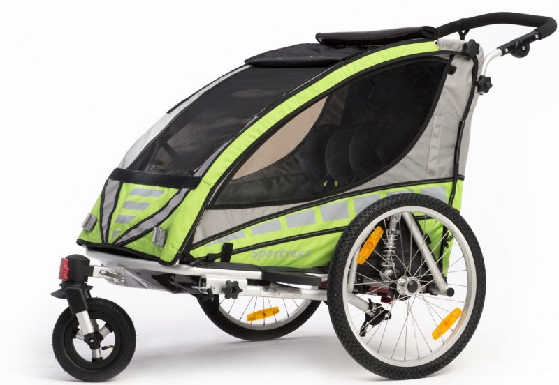 Qeridoo Sportrex 2 Kinder Fahrradanhänger Lime Green 2023