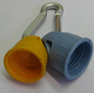 Produktbild von BlueDesert Cap2Go orange/blau - Flaschenhalter mit Karabiner