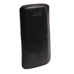 Premium Ledertasche / Etui mit Lasche, schwarz für Samsung Galaxy Note N7000
