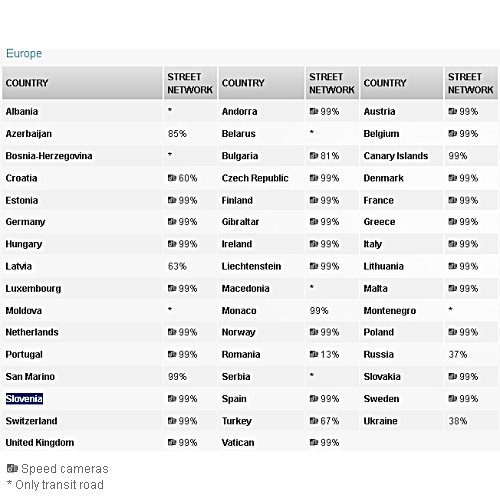 Abdeckung des Kartenmaterials der Sygic Aura