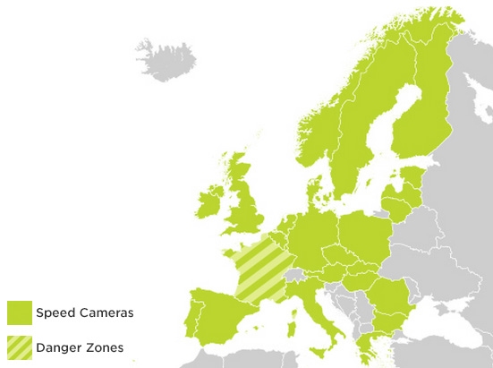 TomTom Abdeckung von Radarkameras und Gefahrenstellen in Europa