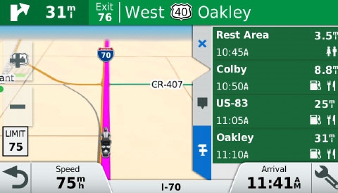Der zumo 345 verfgt ber einen Mdigkeitswarner der Rastpltze fr Pausen anzeigt